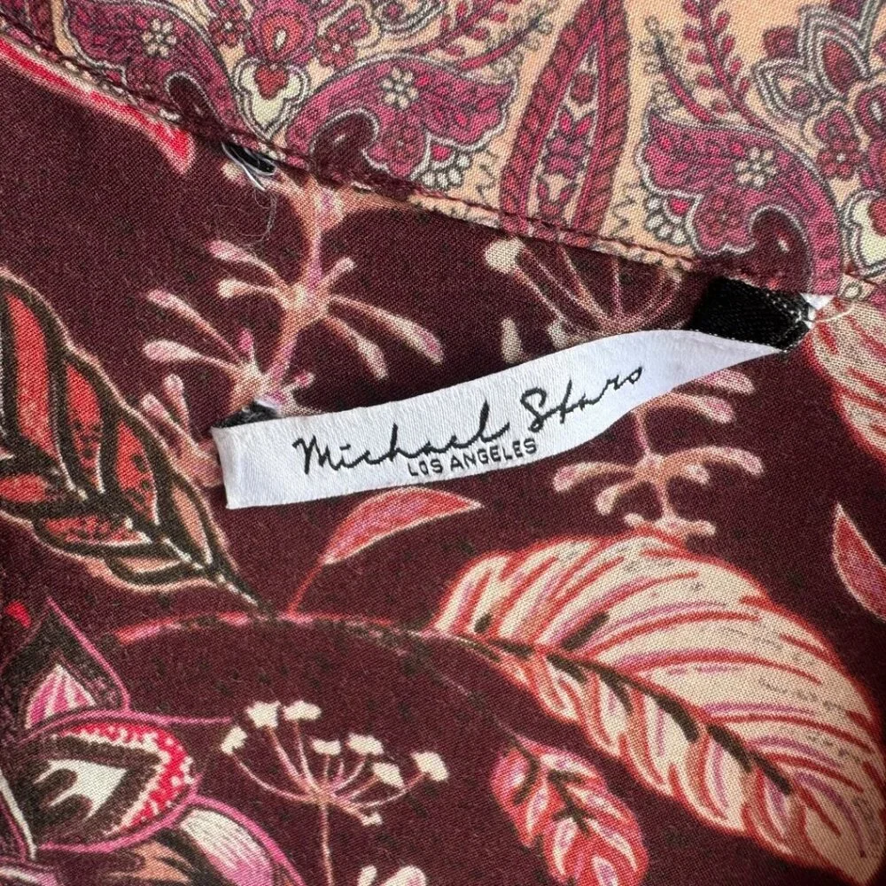 Michael Stars 3/4 Sleeve Floral Boho Wrap Cover Up Women's Size S